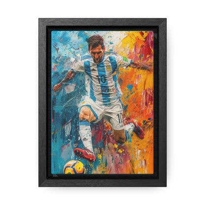 Lionel Messi Playing with Argentina T-Shirt - Canvas Print