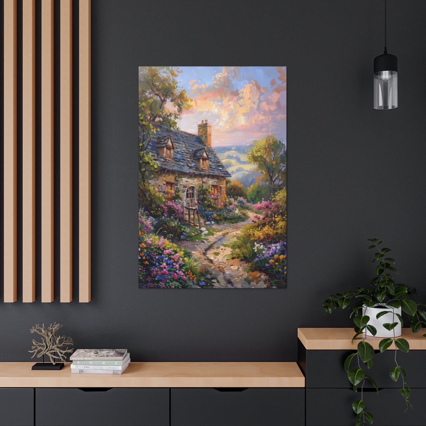 rich countryside house with garden in medieval times Digital Oil Painting Print Canvas Gallery Wraps