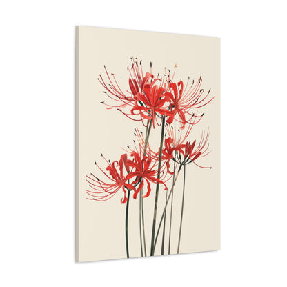 Red Spider Lily Flower Digital Illustration Canvas Gallery Wraps