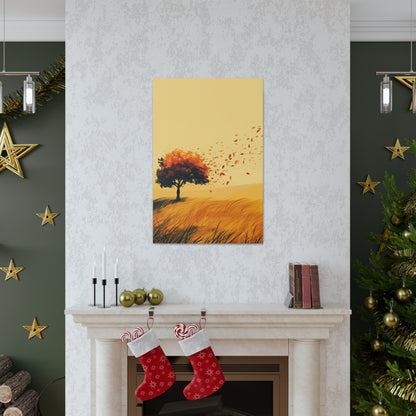 Tree in a Golden Sunset Digital Illustration Canvas Gallery Wraps