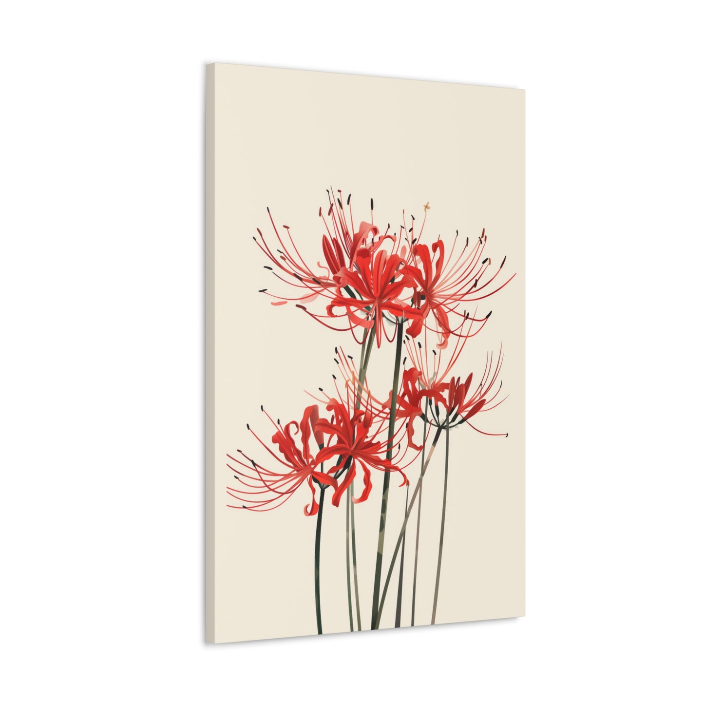 Red Spider Lily Flower Digital Illustration Canvas Gallery Wraps