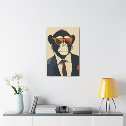 Ape Wearing Suite and Sunglasses Digital Illustration Canvas Gallery Wraps