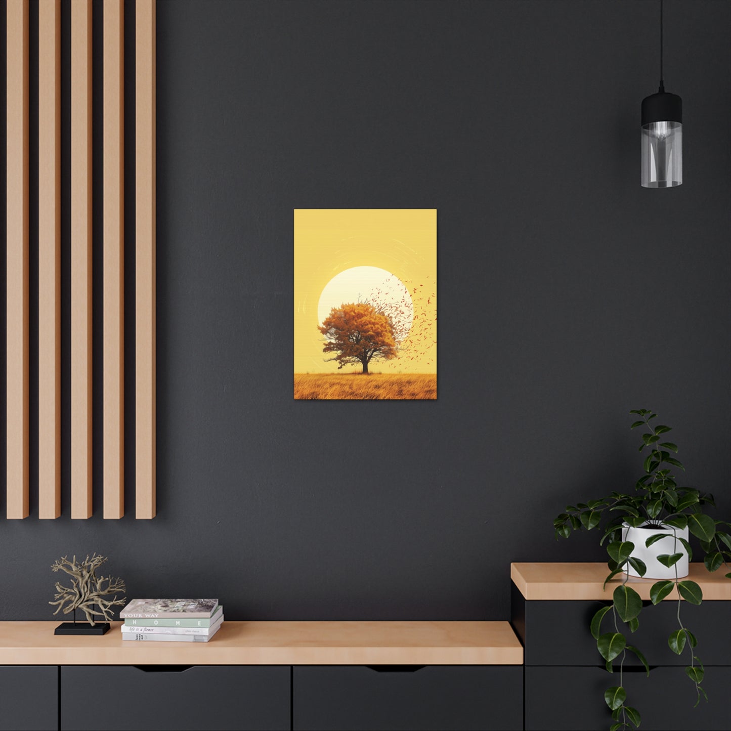 Tree in a Golden Sunset Digital Illustration Canvas Gallery Wraps