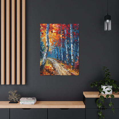 road through autumn forest - Leonid Afremov Style Digital Print Canvas Gallery Wraps