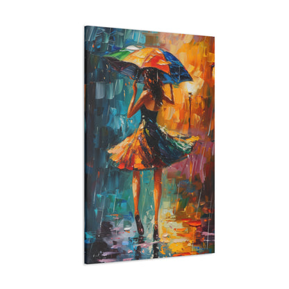 Walking in the Rain - Leonid Afremov Style Digital Print Canvas Gallery Wraps