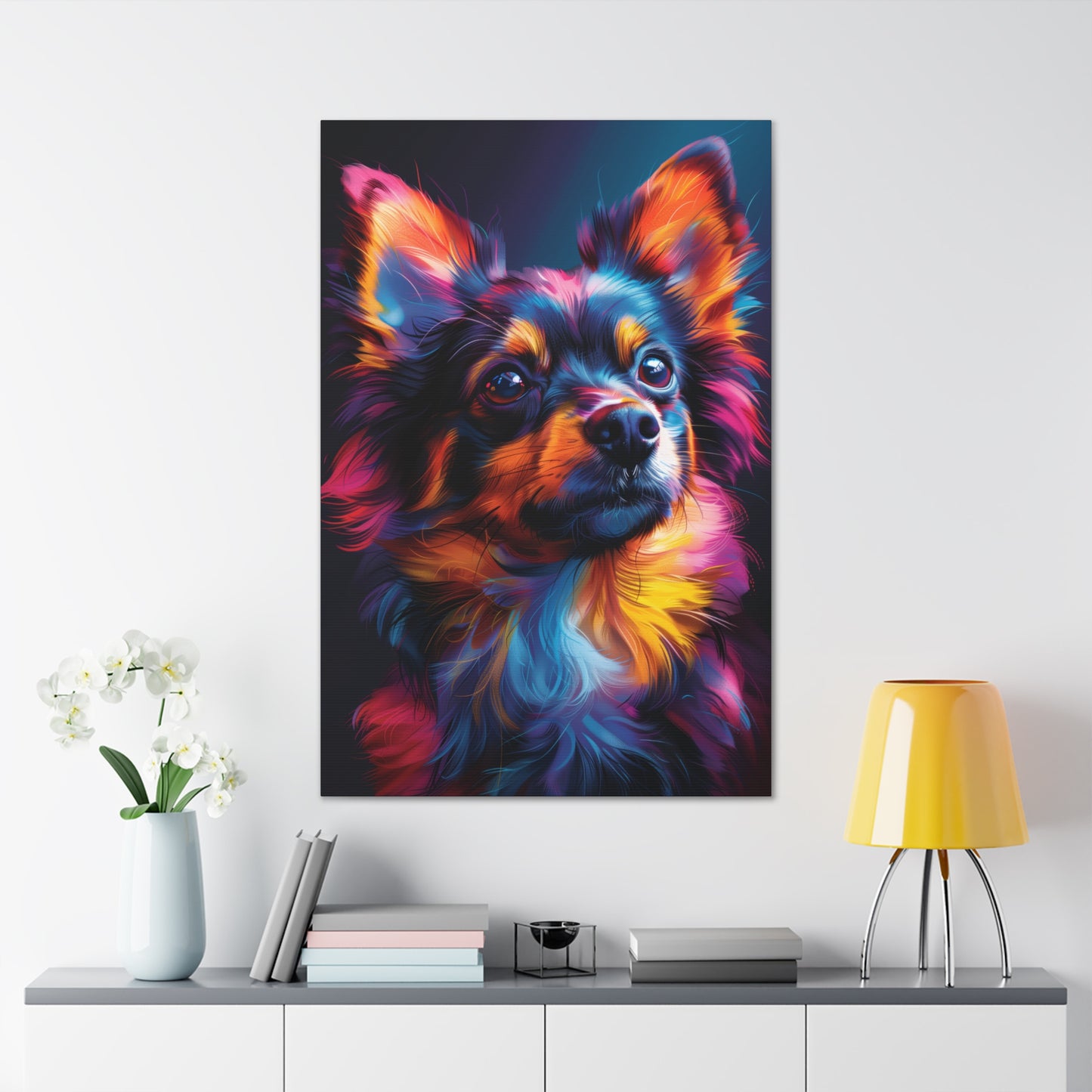 Papillon Dog - Abstract Illustration Canvas Gallery Wraps