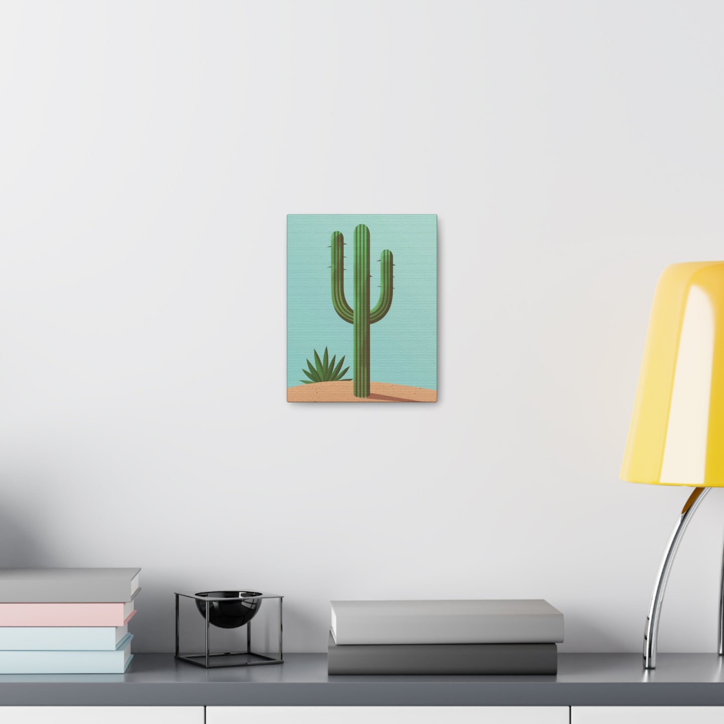 Saguaro Cactus in Desert - Illustration Canvas Gallery Wraps