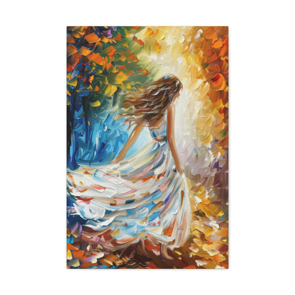 bride walking in street - Leonid Afremov Style Digital Print Canvas Gallery Wraps