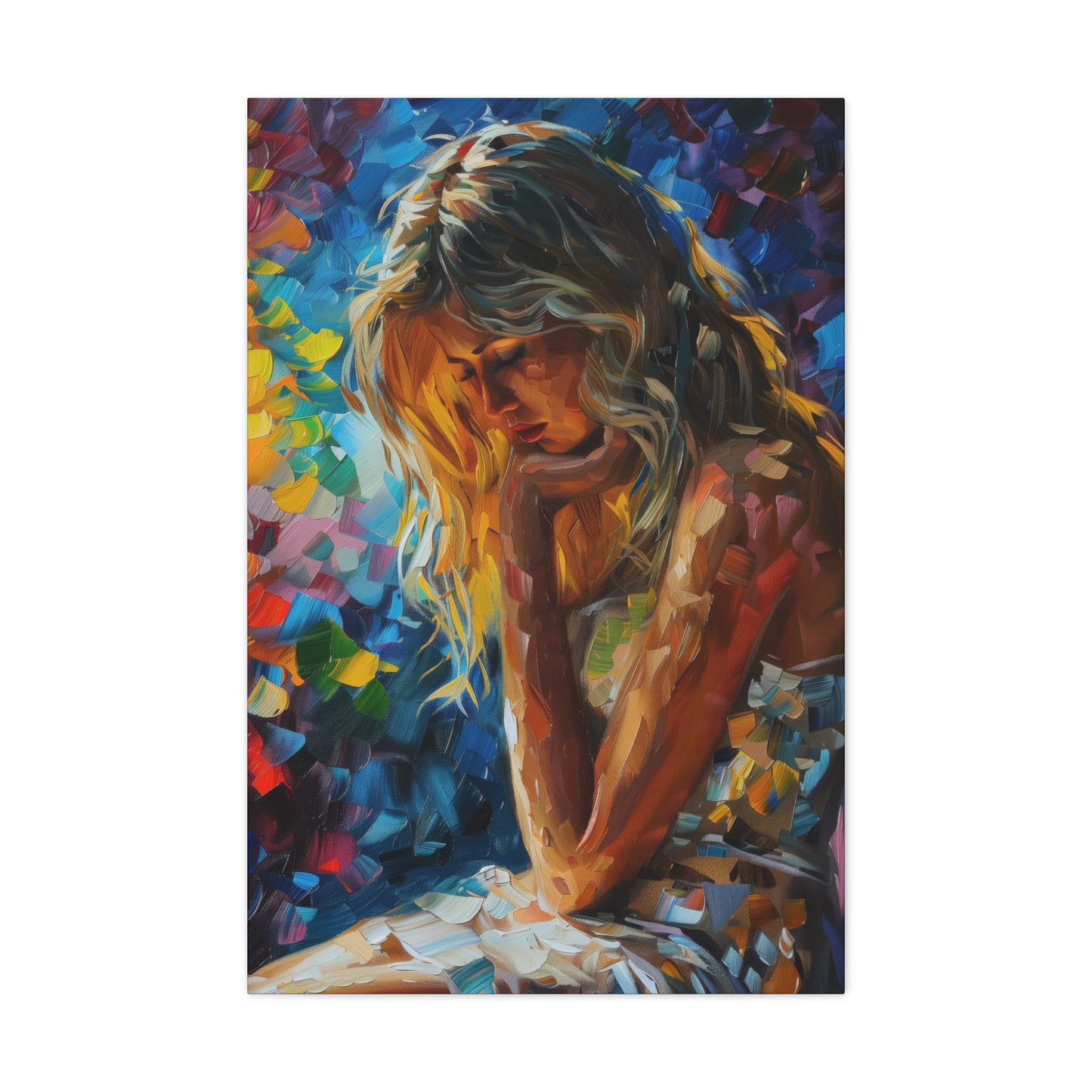 Cute Girl - Leonid Afremov Style Digital Oil Painting Canvas Gallery Wraps