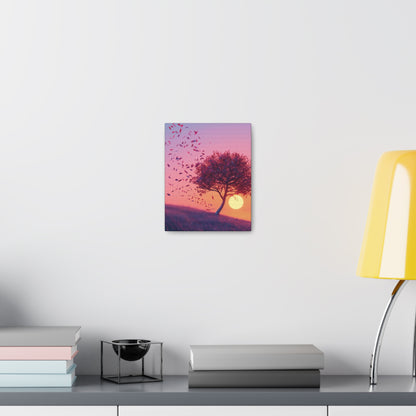 Leaves Carried by Wind from a Tree - Illustration Canvas Gallery Wraps