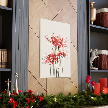 Red Spider Lily Flower Digital Illustration Canvas Gallery Wraps