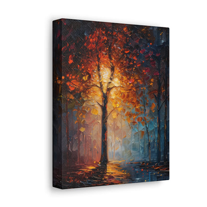 magical tree by the river in the forest - Leonid Afremov Style Digital Print Canvas Gallery Wraps