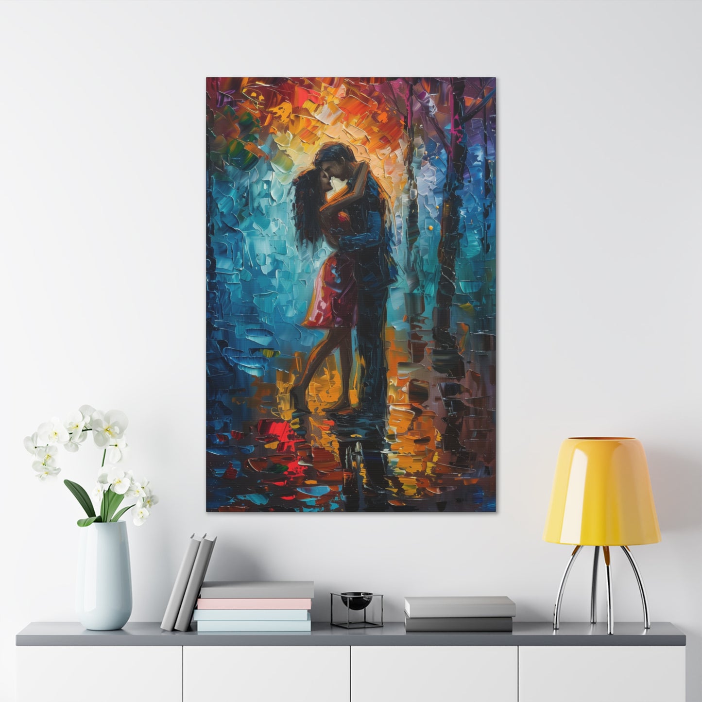 Couple - Leonid Afremov Style Digital Oil Painting Canvas Gallery Wraps