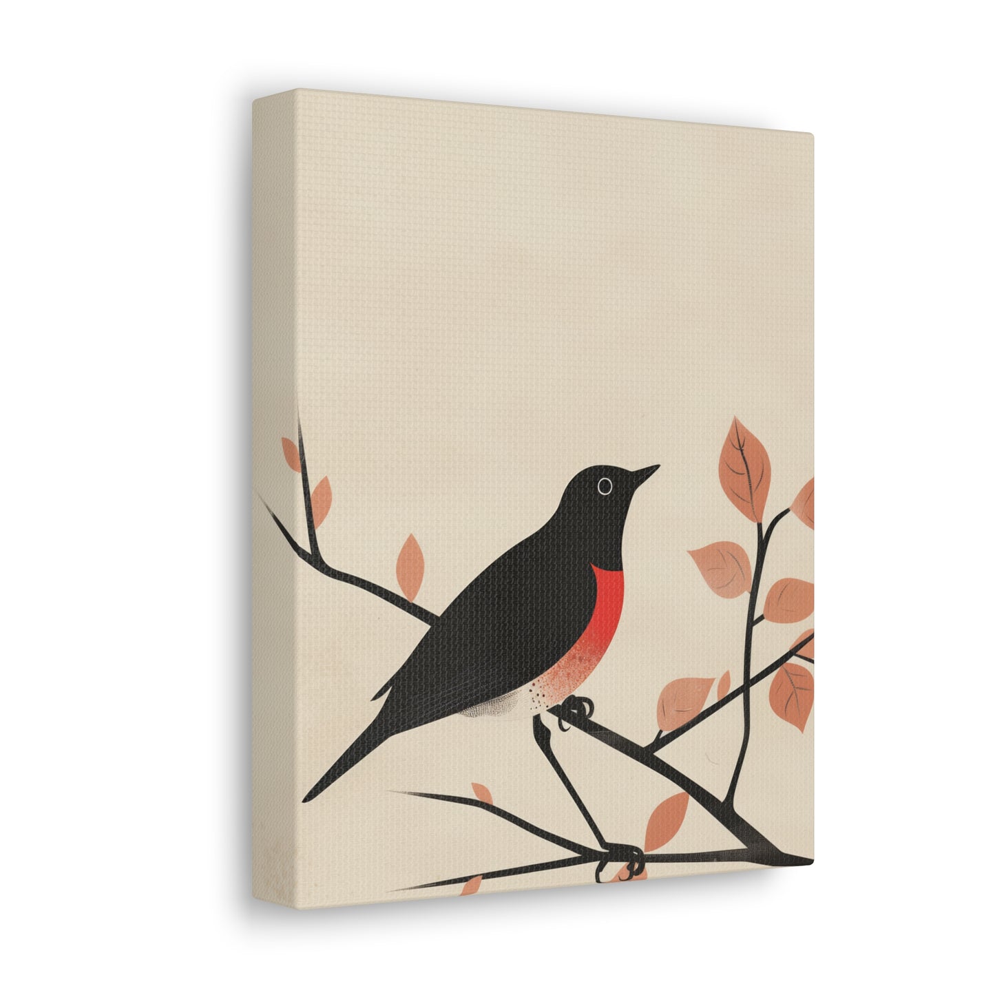 Bird siting on a tree branch Digital Illustration Canvas Gallery Wraps