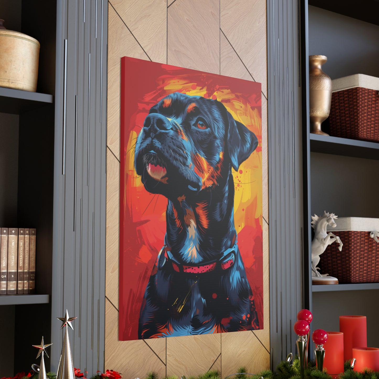 Rottweiler Dog - Abstract Illustration Canvas Gallery Wraps