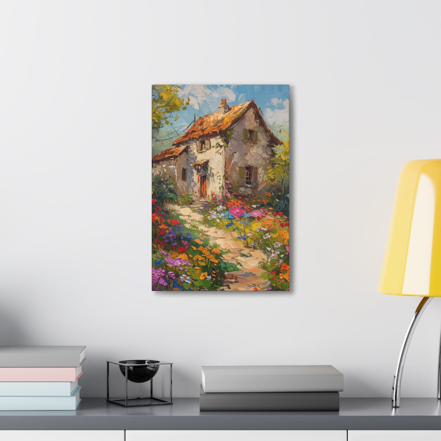 French country side whimsical old house Digital Oil Painting Print Canvas Gallery Wraps