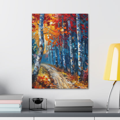 road through autumn forest - Leonid Afremov Style Digital Print Canvas Gallery Wraps