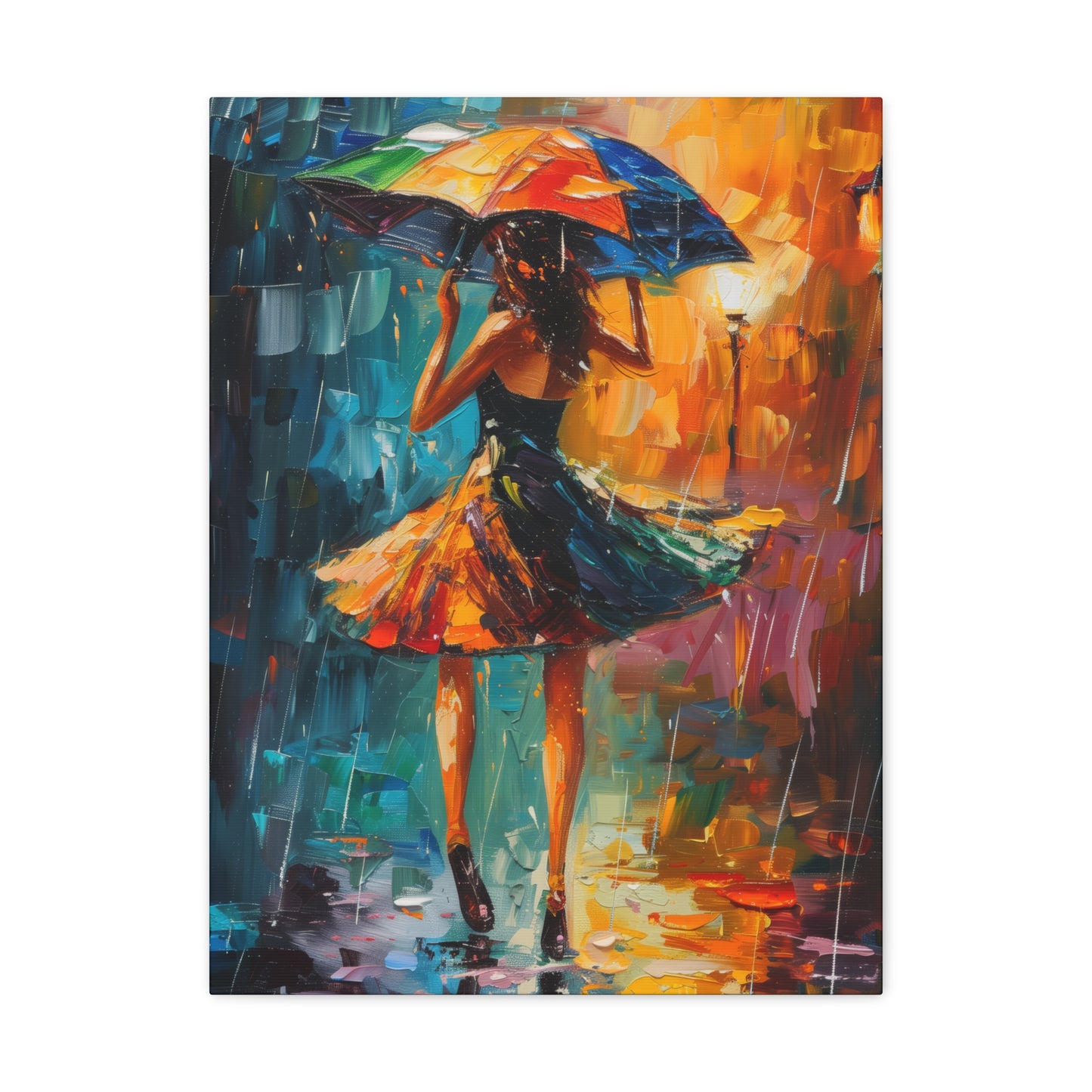 Walking in the Rain - Leonid Afremov Style Digital Print Canvas Gallery Wraps