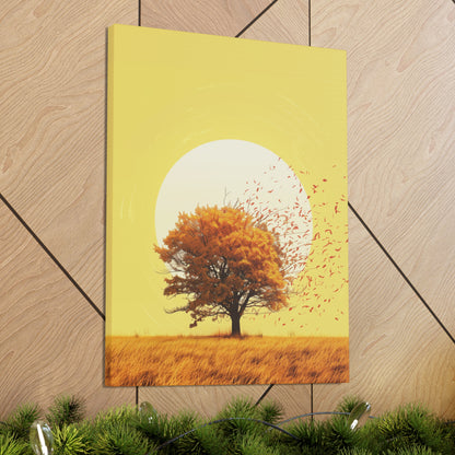 Tree in a Golden Sunset Digital Illustration Canvas Gallery Wraps