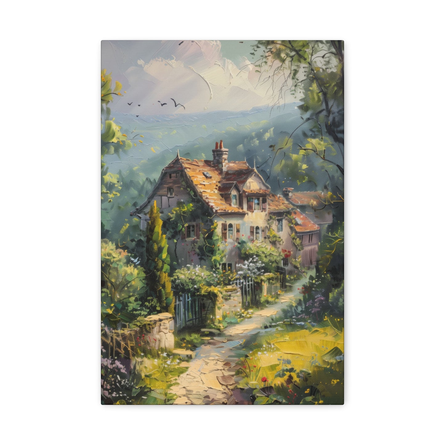 old house in countryside vintage Digital Oil Painting Print Canvas Gallery Wraps