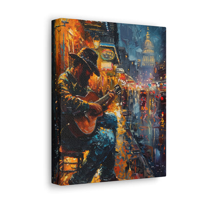 Man Playing Guitar on the Street - Rembrandt Style Digital Oil Painting Canvas Gallery Wraps