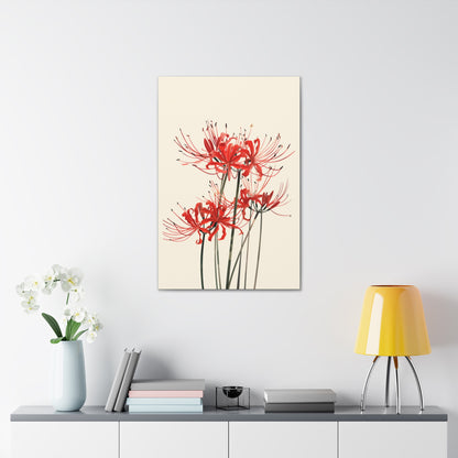 Red Spider Lily Flower Digital Illustration Canvas Gallery Wraps