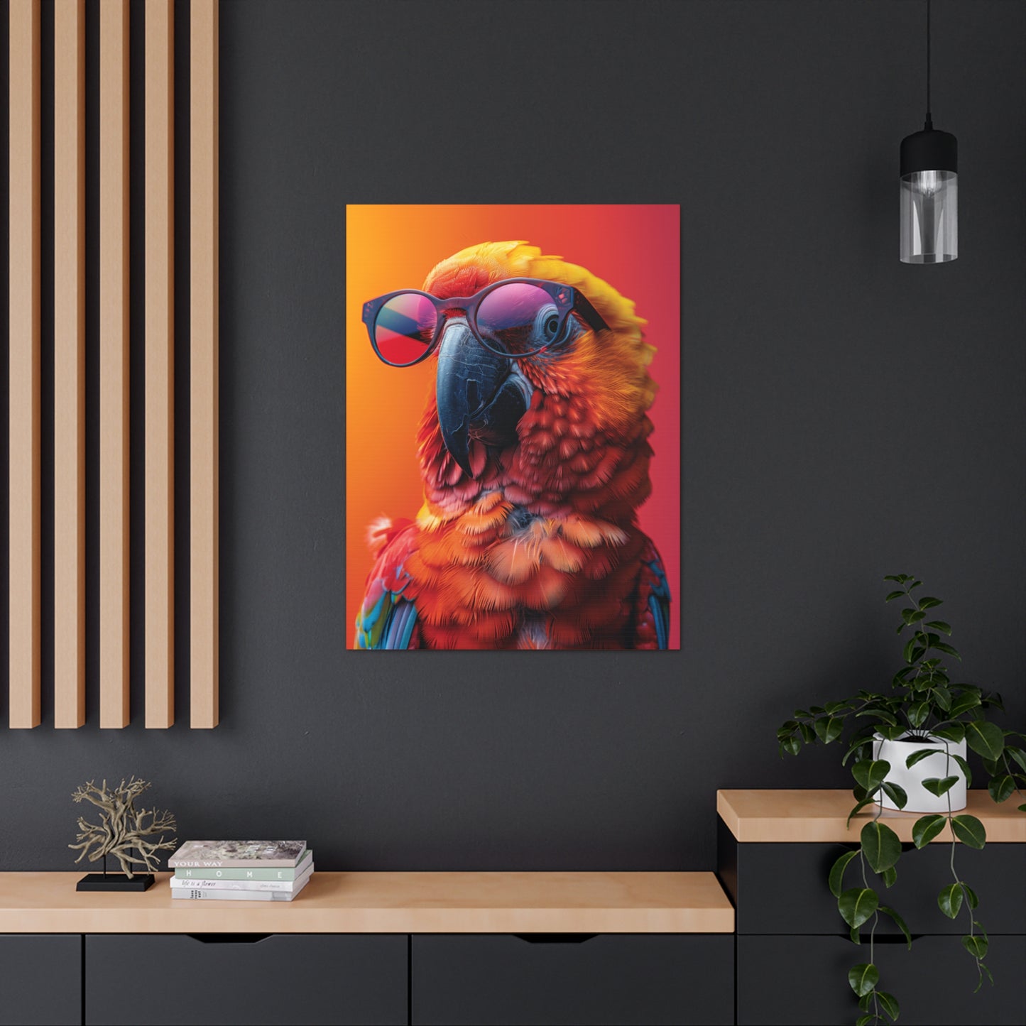 Parrot Wearing Sunglasses - Illustration Canvas Gallery Wraps