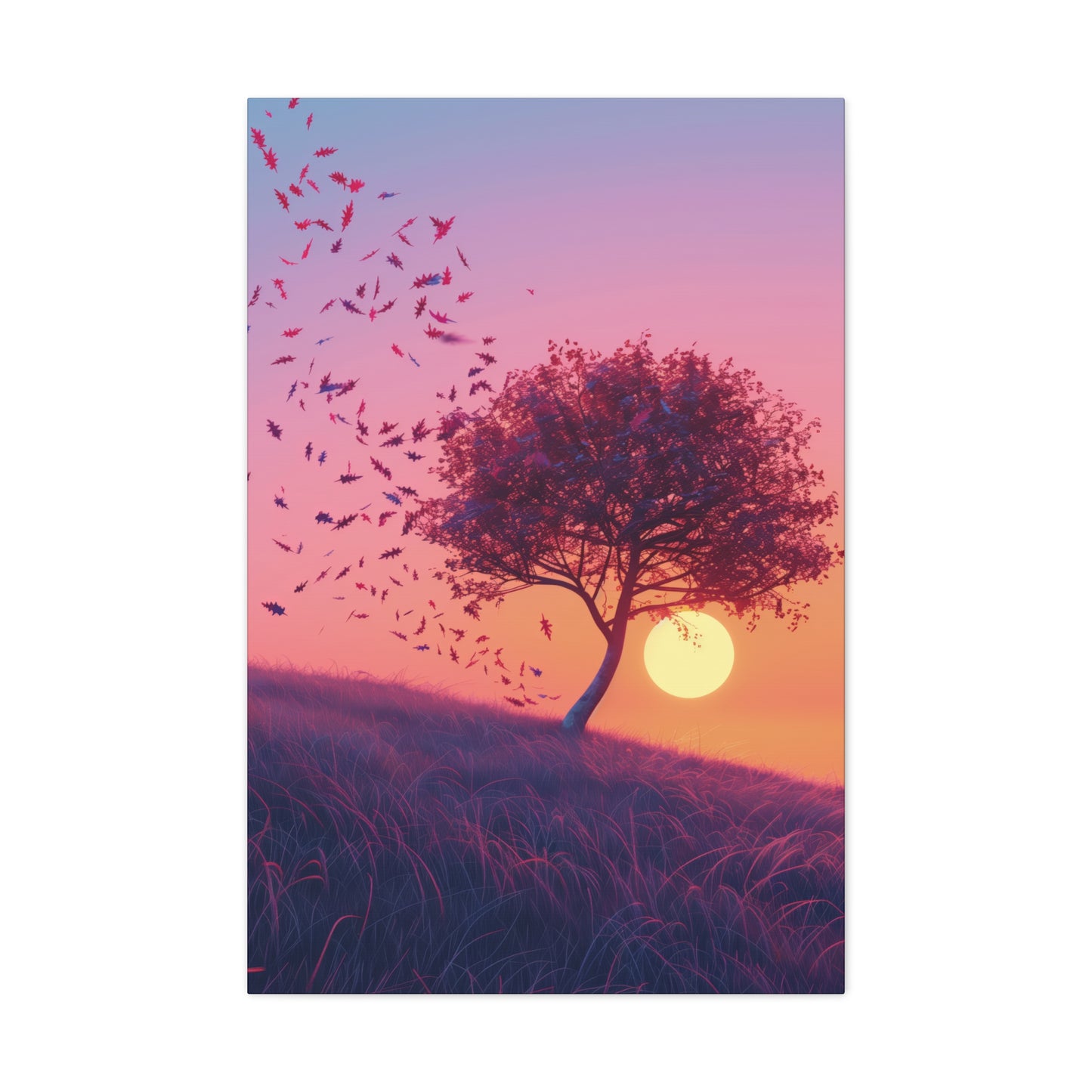 Leaves Carried by Wind from a Tree - Illustration Canvas Gallery Wraps