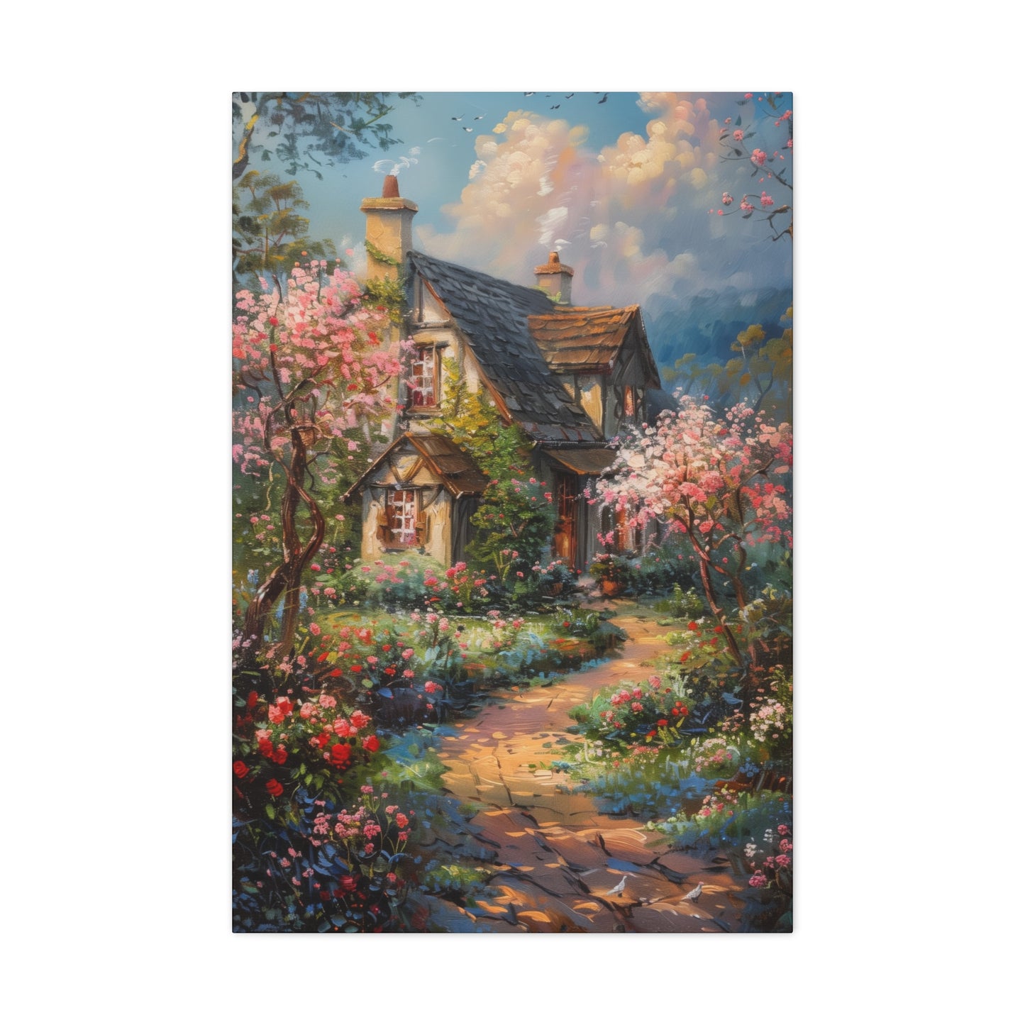 Countryside village house medieval times Digital Oil Painting Print Canvas Gallery Wraps