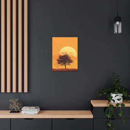 Tree in a Golden Sunset Digital Illustration Canvas Gallery Wraps