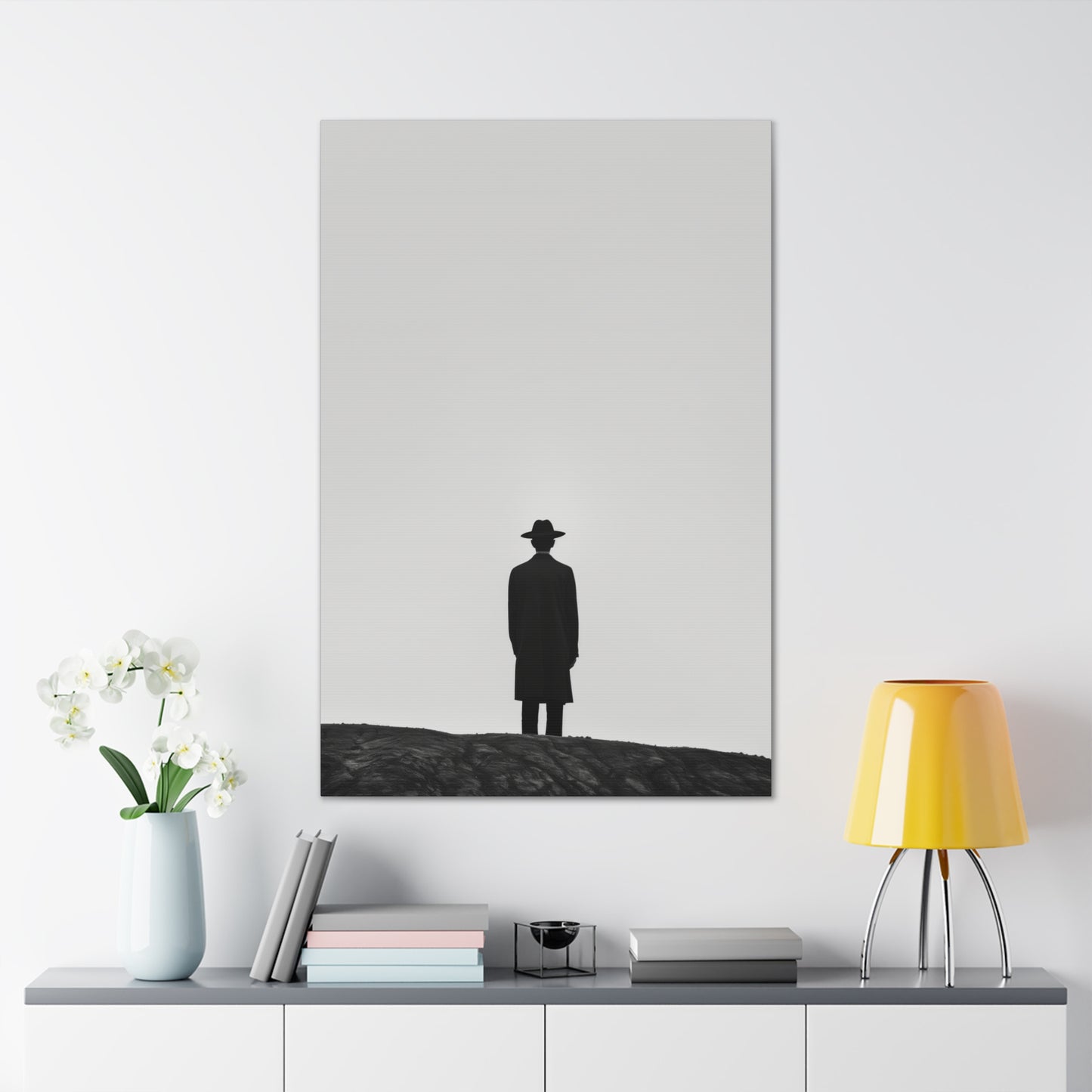 Man Wearing Suit and Porkpie Hat - Takeshi Kitano Style Digital Illustration Canvas Gallery Wraps