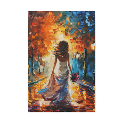 Bride in the Streets - Leonid Afremov Style Digital Print Canvas Gallery Wraps