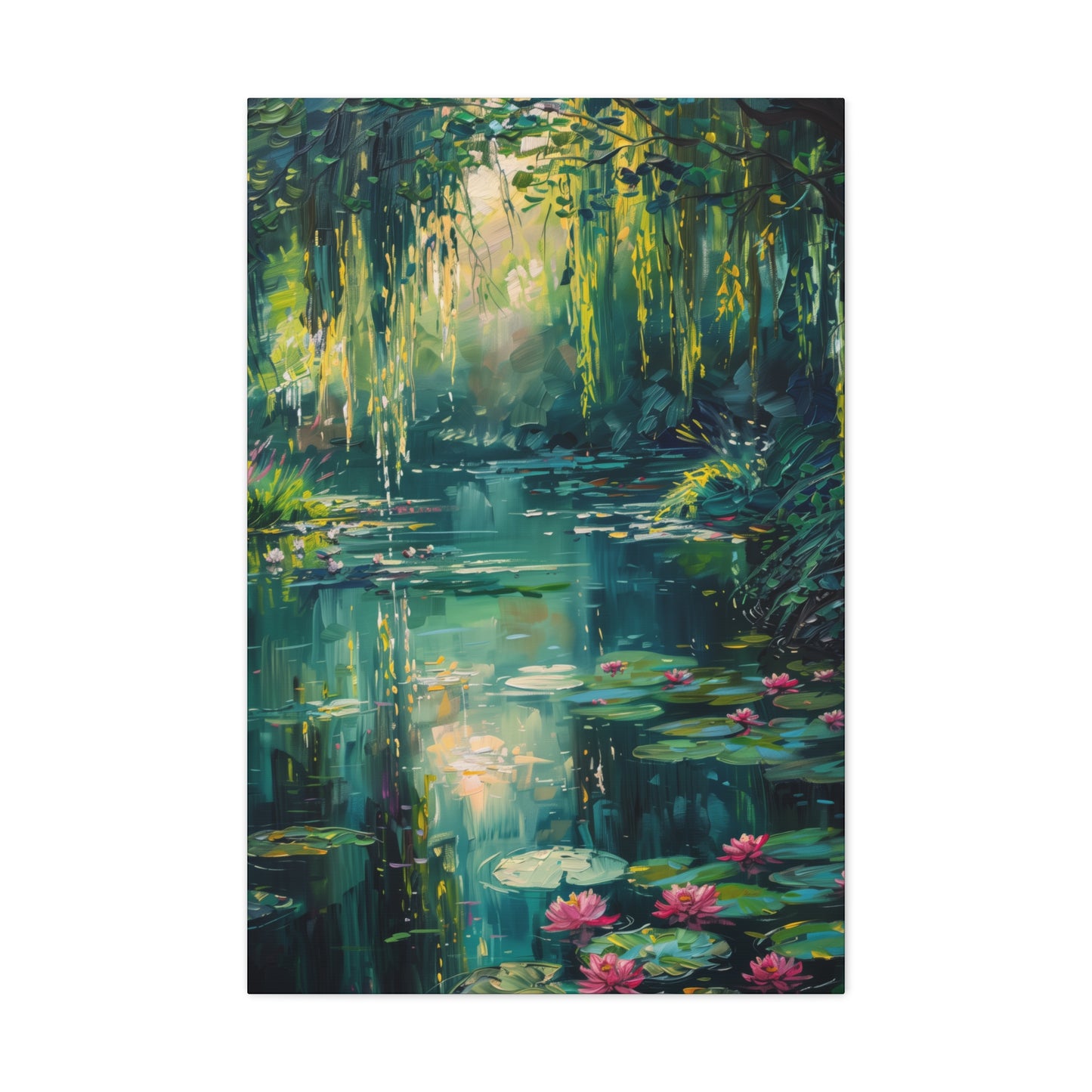 Pond in a Forest - Claude Monet Style Digital Print Canvas Gallery Wraps