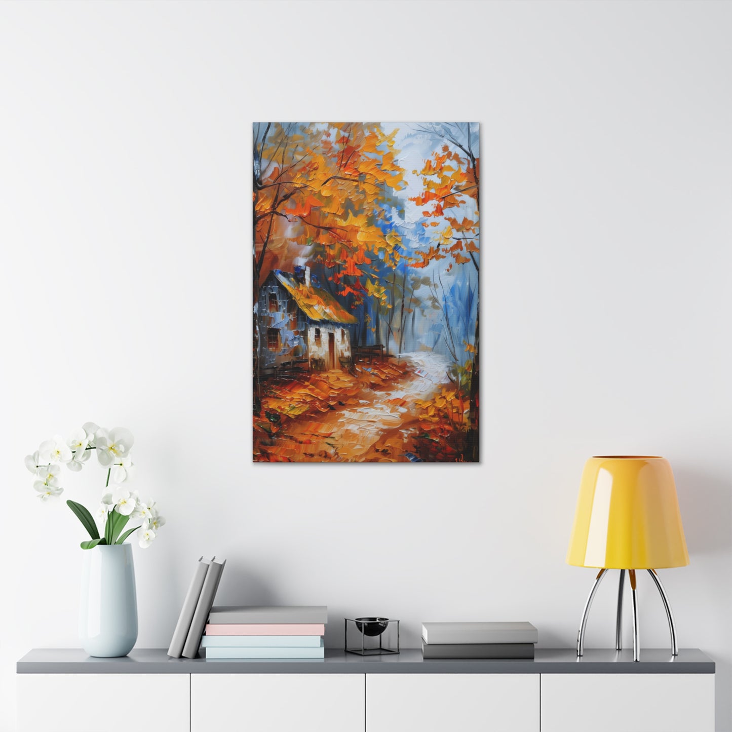 Old House Near the Road Through Autumn Forest - Leonid Afremov Oil Painting Canvas Gallery Wraps