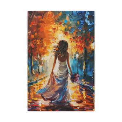 Bride in the Streets - Leonid Afremov Style Digital Print Canvas Gallery Wraps