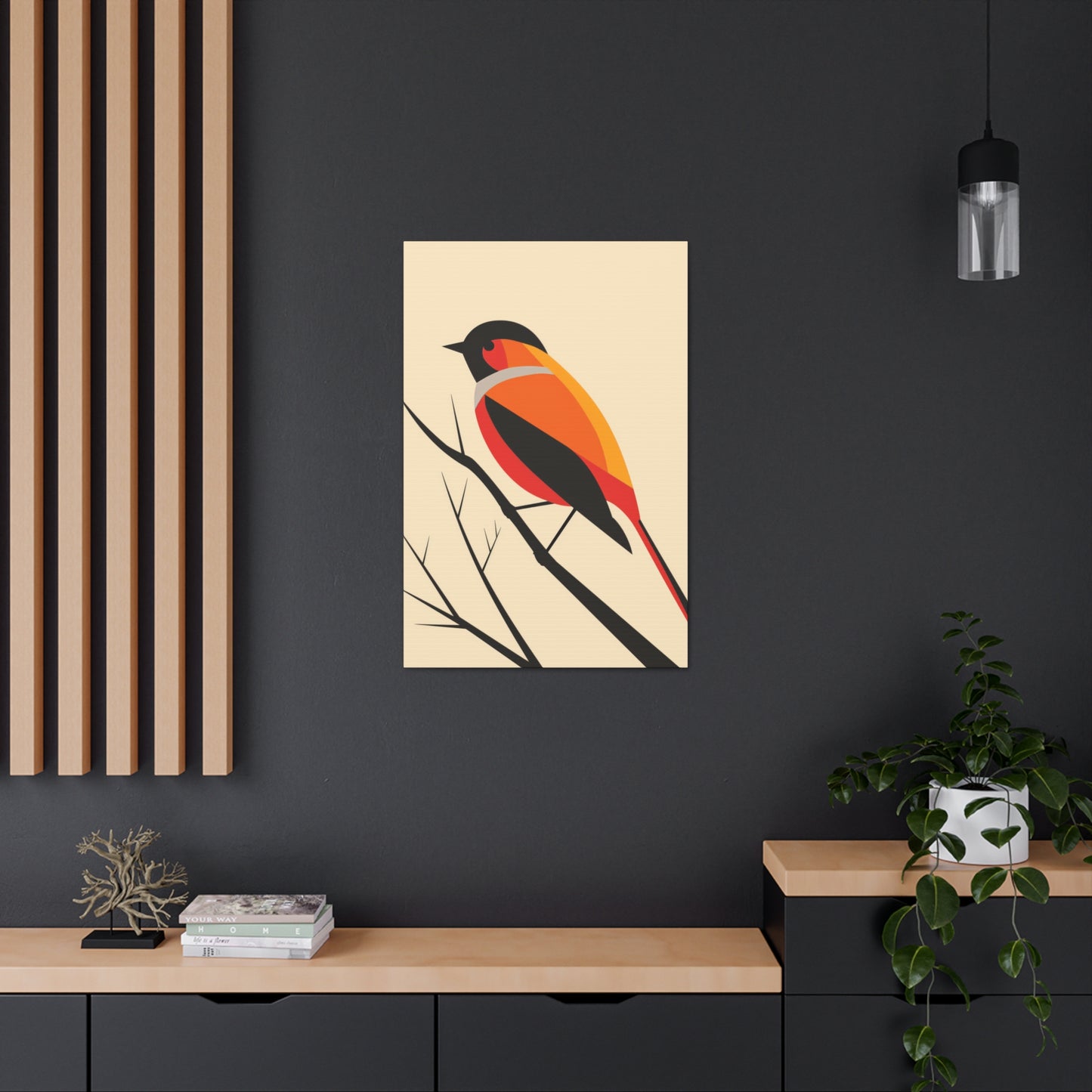 Bird siting on a tree branch Digital Illustration Canvas Gallery Wraps