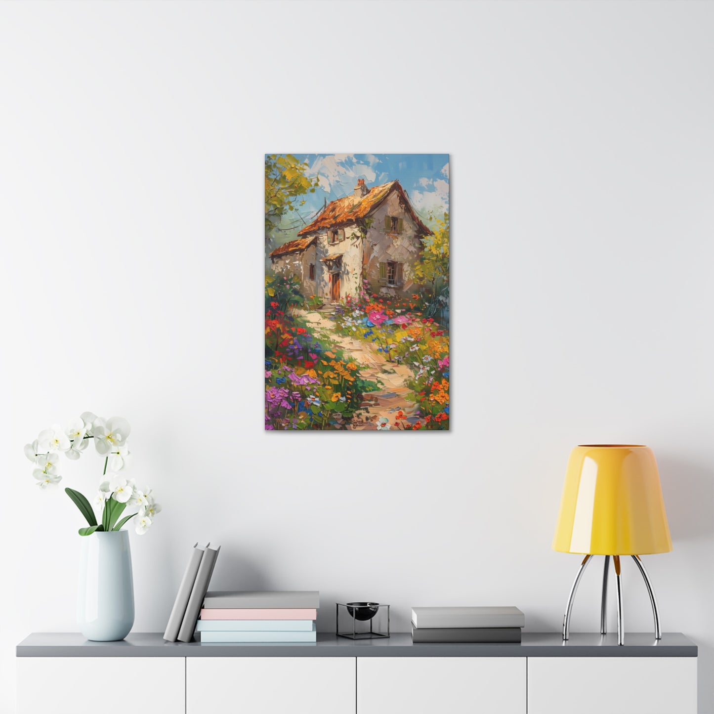 French country side whimsical old house Digital Oil Painting Print Canvas Gallery Wraps