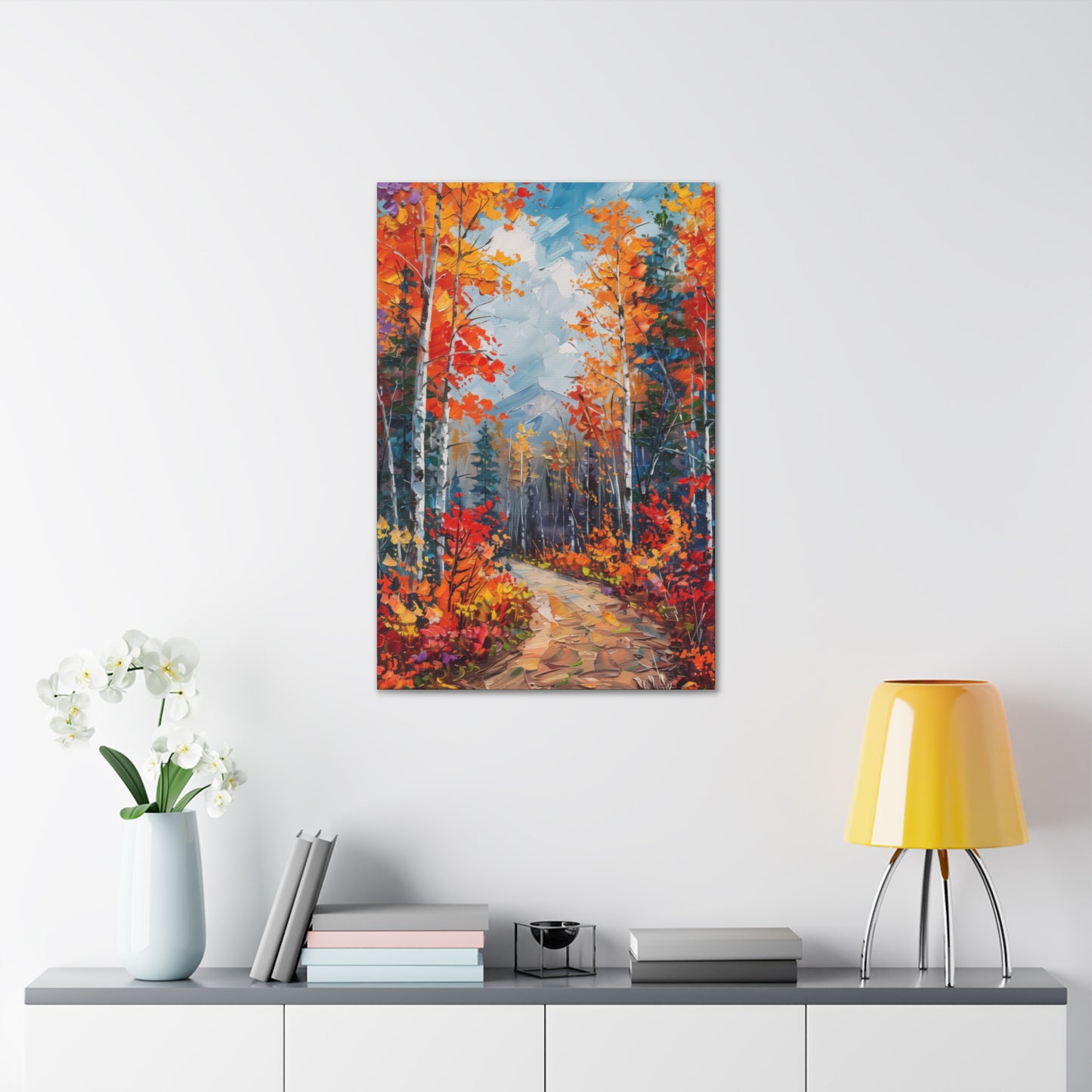 road through autumn forest - Leonid Afremov Style Digital Print Canvas Gallery Wraps