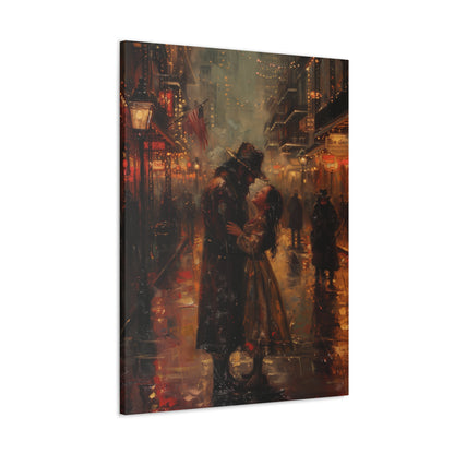 Father and Daughter Dancing on the Street - Rembrandt Style Digital Oil Painting Canvas Gallery Wraps