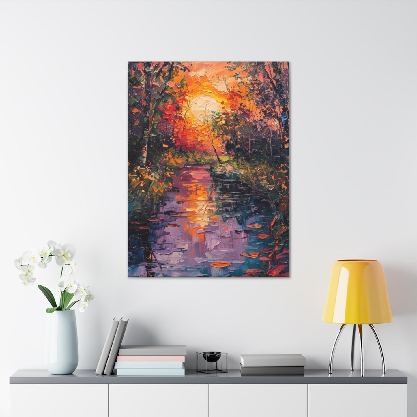 Pond in a Forest - Claude Monet Style Digital Print Canvas Gallery Wraps