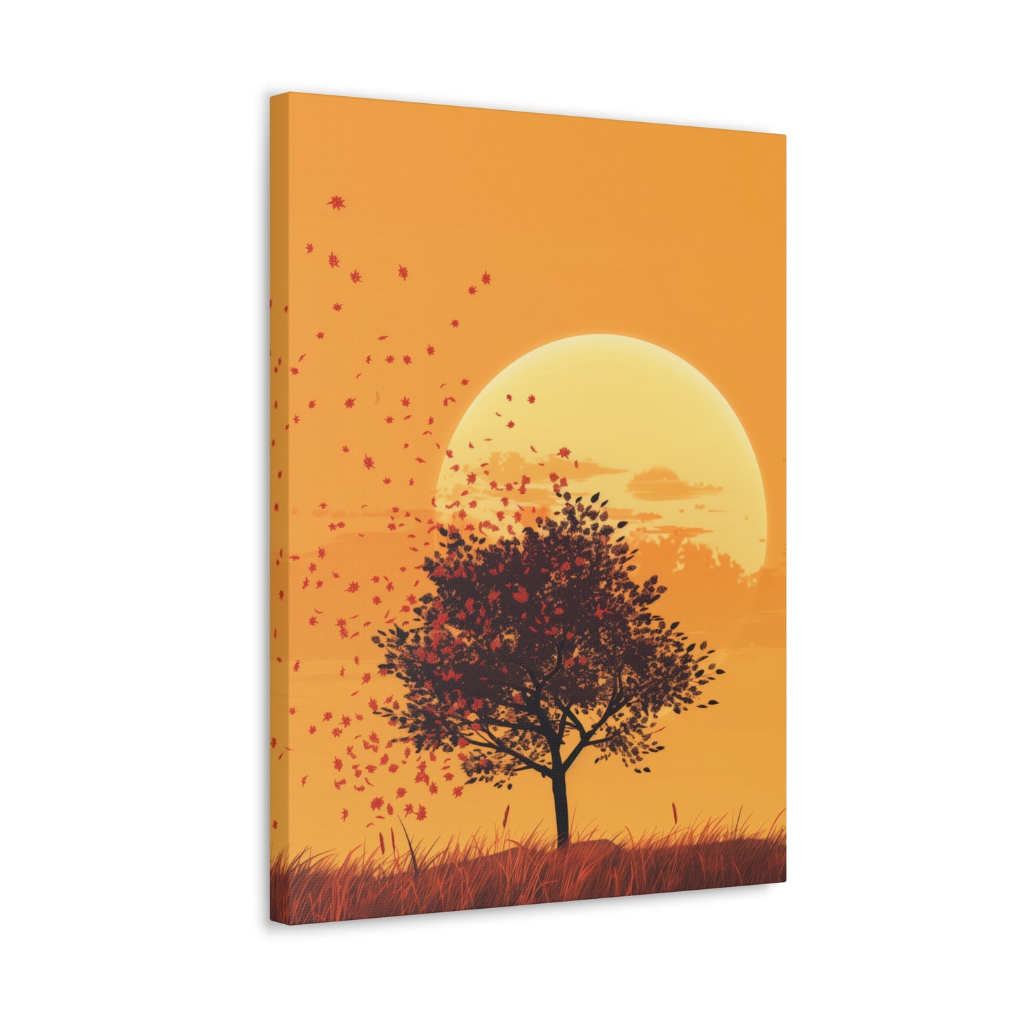 Tree in a Golden Sunset Digital Illustration Canvas Gallery Wraps