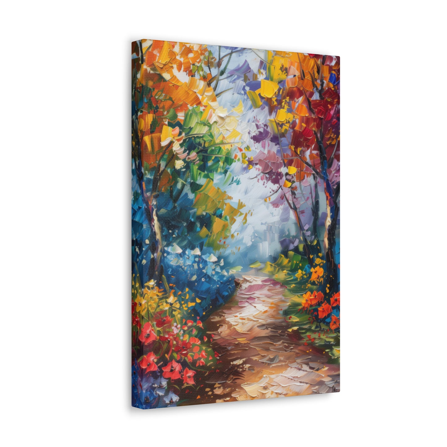 Road Through Autumn Flower Forest - Leonid Afremov Oil Painting Canvas Gallery Wraps