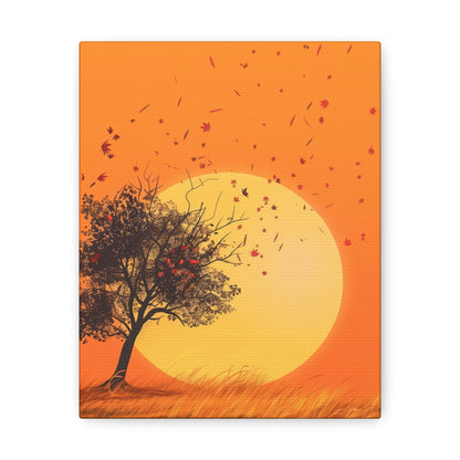 Tree in a Golden Sunset Digital Illustration Canvas Gallery Wraps