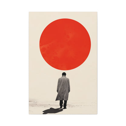 Man walking to red circle  - Takeshi Kitano Style Digital Illustration Canvas Gallery Wraps