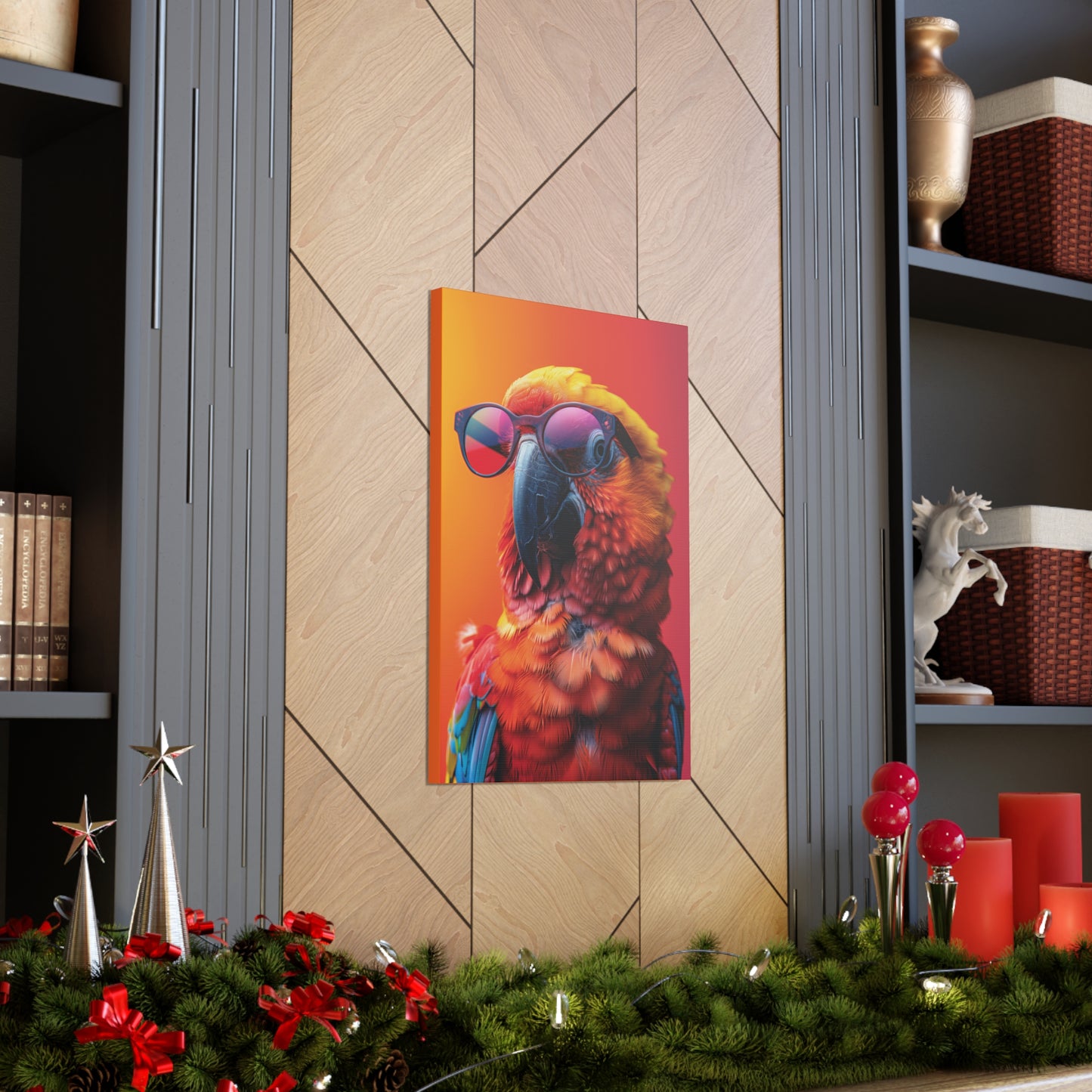 Parrot Wearing Sunglasses - Illustration Canvas Gallery Wraps