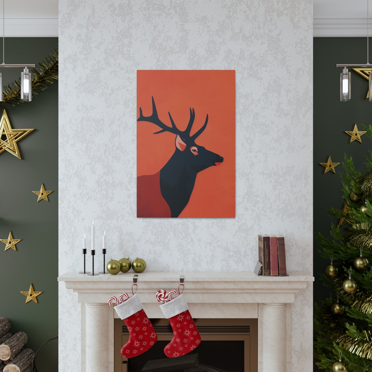 Reindeer with antlers Digital Illustration Canvas Gallery Wraps