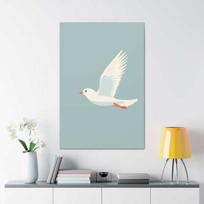 White Dove Flying Digital Illustration Canvas Gallery Wraps