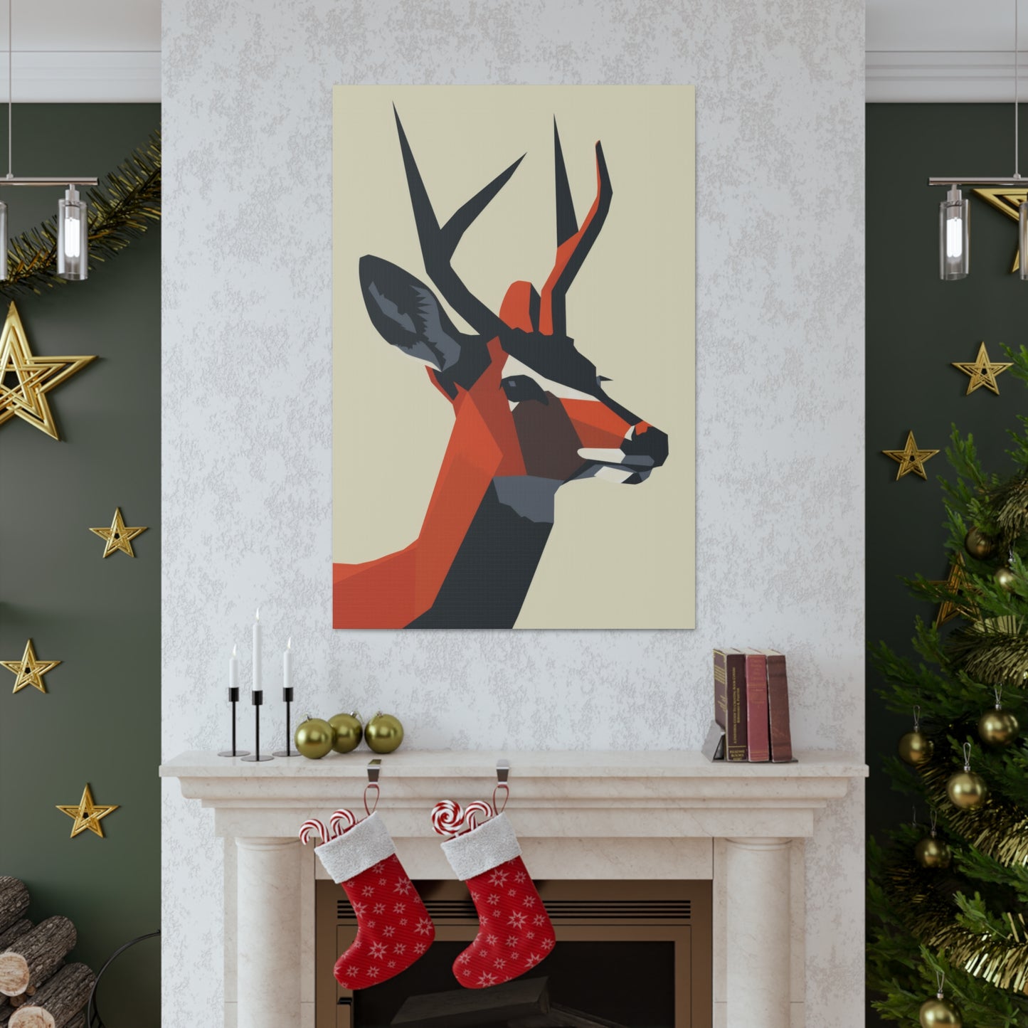 Reindeer with antlers Digital Illustration Canvas Gallery Wraps