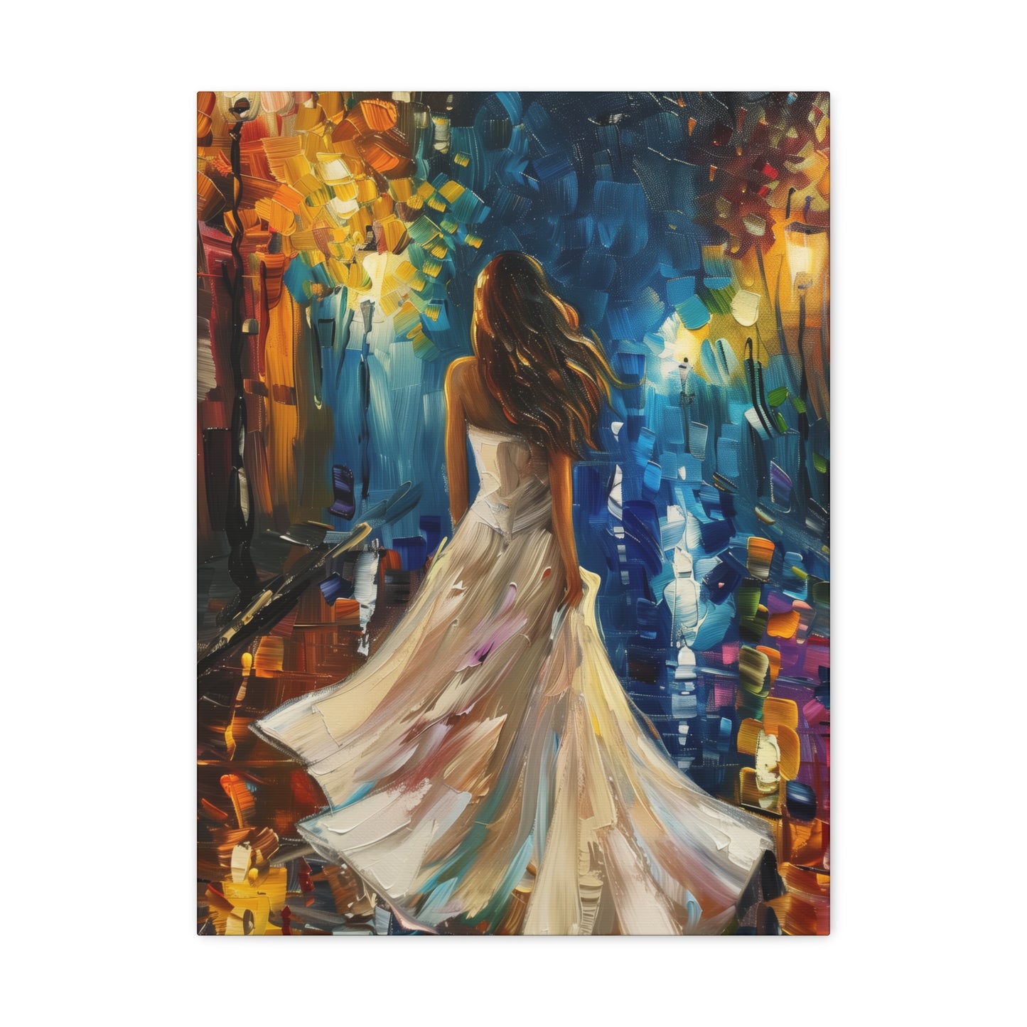 bride walking in the streets - Leonid Afremov Style Digital Print Canvas Gallery Wraps