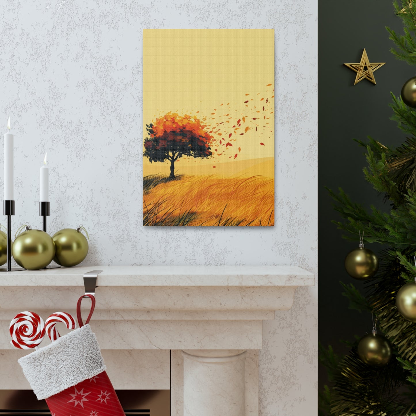 Tree in a Golden Sunset Digital Illustration Canvas Gallery Wraps